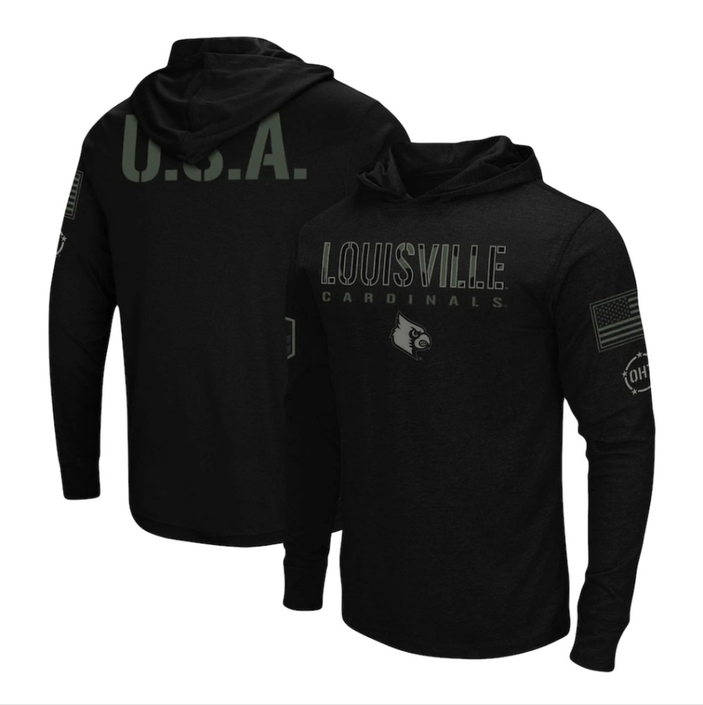Colosseum Louisville Cardinals Men's OHT Military Appreciation Hoodie Tee
